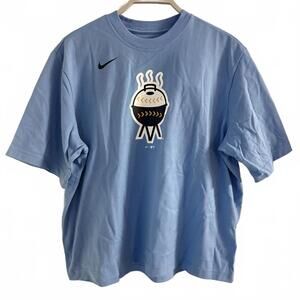 Women's Nike Milwaukee Brewers M Blue Crop Top T-Shirt with Grill Logo